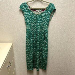 Boden Green and ivory dress
